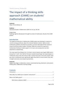 The impact of a thinking skills approach (CAME) on