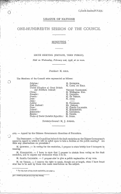 League of nations 100 session of the council