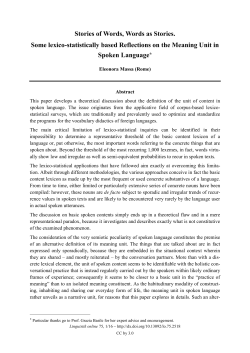 Stories of Words, Words as Stories. Some lexico