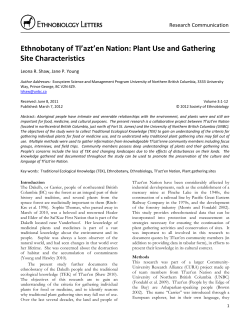 Ethnobotany of Tl`azt`en Nation - Society of Ethnobiology Publications