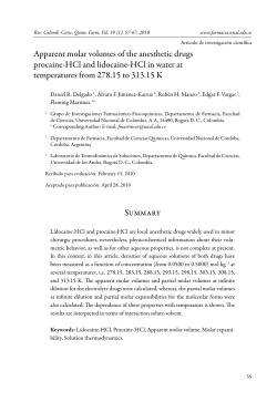 Apparent molar volumes of the anesthetic drugs procaine