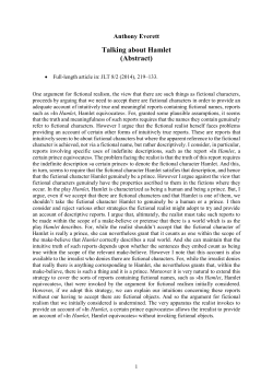 Talking about Hamlet (Abstract)