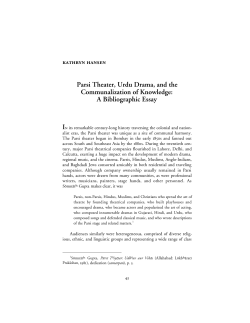 Parsi Theater, Urdu Drama, and the Communalization of Knowledge