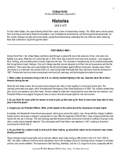 Histories - College Guild