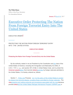 Executive Order Protecting The Nation From Foreign Terrorist Entry