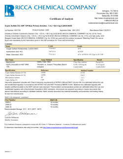 Certificate of Analysis