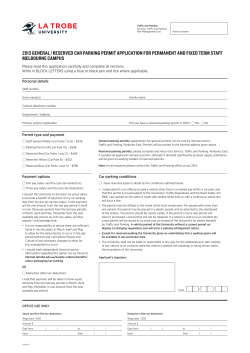 2013 General / reserved Car ParkinG Permit aPPliCation for