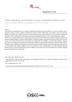 Italian-speaking communities in early nineteenth century Tunis