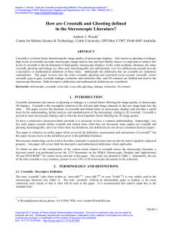 How are crosstalk and ghosting defined in the stereoscopic literature?