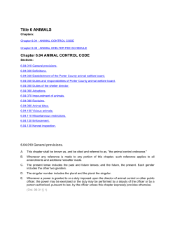 Title 6 ANIMALS - Porter County, IN