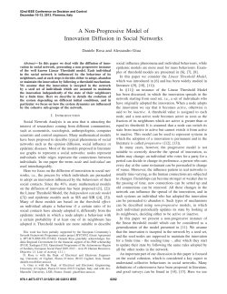 A Non Progressive Model of Innovation Diffusion in Social