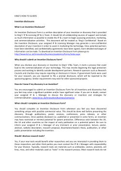 Invention disclosures - King`s College London