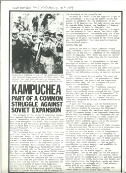 Kampuchea: Part of a Common Struggle Against Soviet Expansion
