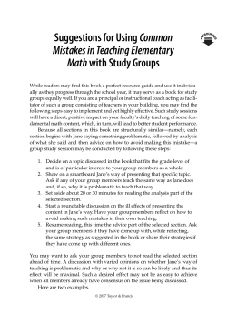 Suggestions for Using Common Mistakes in Teaching Elementary