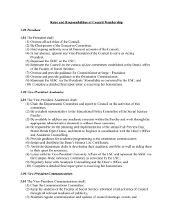 Roles and Responsibilities of Council Membership 1.00 President