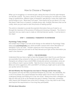 How to Choose a Therapist
