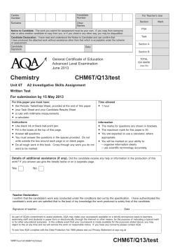 A-level Chemistry ISA Test Unit 06T - (Q13) ISA June 2013