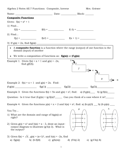 Algebra 2 Notes AII.7 Functions: Composite, Inverse Mrs. Grieser