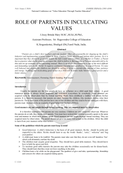 role of parents in inculcating values