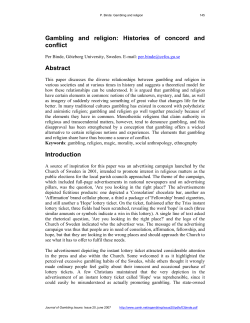 Gambling and religion - Histories of concord and conflict