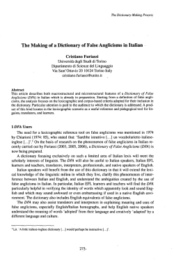 The Making of a Dictionary of False Anglicisms in Italian