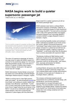 NASA begins work to build a quieter supersonic passenger jet