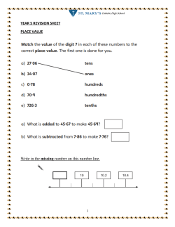YEAR 5 REVISION SHEET PLACE VALUE Write in the missing