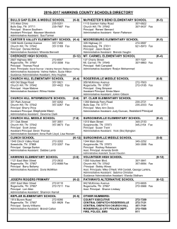 2016-2017 HAWKINS COUNTY SCHOOLS DIRECTORY