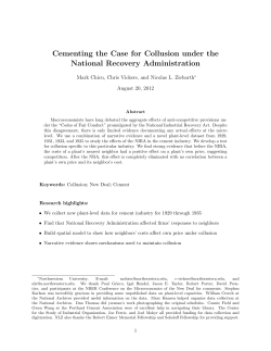 Cementing the Case for Collusion under the National Recovery