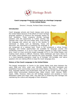 Czech Language Programs and Czech as a Heritage Language