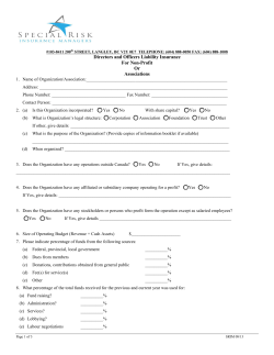 Directors and Officers Liability Insurance For Non