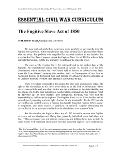 The Fugitive Slave Act Essay - Essential Civil War Curriculum