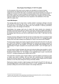 Dairy Supply Chain Margins: H1 2011/12 update For