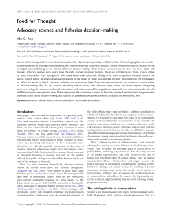 Food for Thought Advocacy science and fisheries