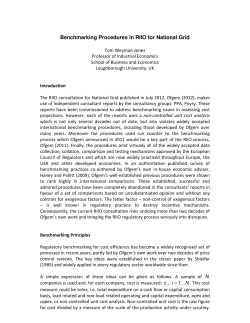 Benchmarking Procedures in RIIO for National Grid