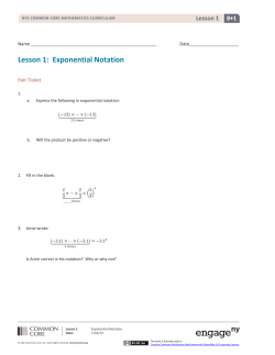 Lesson 1: Exponential Notation