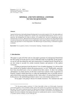 minimal and non-minimal answers to yes-no questions