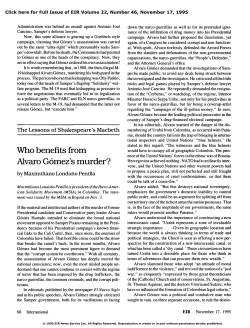 The Lessons of Shakespeare`s Macbeth: Who Benefits from Alvaro
