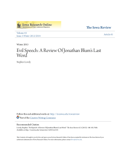 A Review Of Jonathan Blum`s Last Word