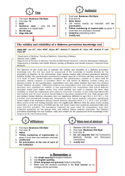 1 Title 2 Author(s) 3 Affiliations 4 Main text of abstract Remember