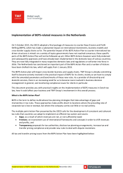 Implementation of BEPS-related measures in the Netherlands