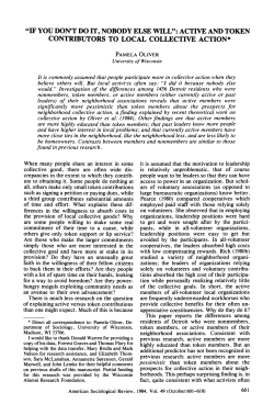 "IF YOU DON`T DO IT, NOBODY ELSE WILL": ACTIVE AND TOKEN