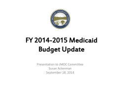 FY 2014-2015 Medicaid Budget Update