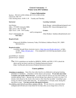 General Astronomy - I Winter term 2013 Syllabus Course Information