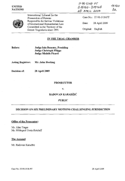 Decision on six preliminary motions challenging jurisdiction