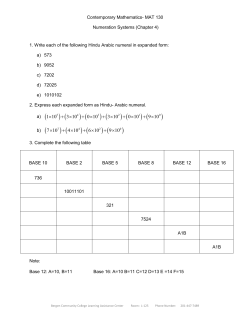 Contemporary Math Chapter 4: Numeration and Mathematical