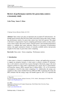 Review of performance metrics for green data centers: a taxonomy