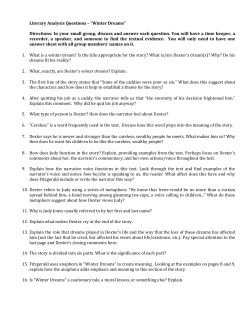 Literary Analysis Questions &ndash; &ldquo;Winter Dreams&rdquo; Directions: In your