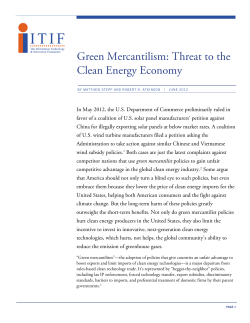 Green Mercantilism: Threat to the Clean Energy Economy