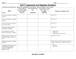 Unit 7: Exponents and Negative Numbers